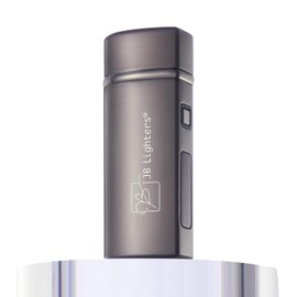 JB Lighter Gray - Flame Butane Torch Lighter- Wind Resistant Adjustable Jet Flames. Refillable Gas. One Touch Ignition. Backlit Butane Window.