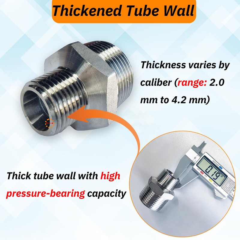 Gadoutcover 2pcs 1" NPT x 1/2" NPT Stainless Steel Nipple,