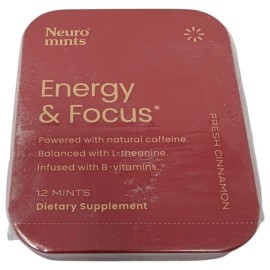 Neuro Mints L-theanine B-12 Nootropics Caffeine 2pk 24pc Energy & Focus Cinnamon