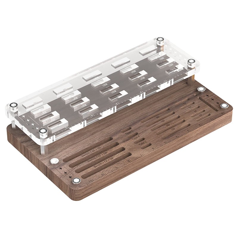 USB Organizer,40-Slots Wooden USB Flash Drive Case | TF Cards