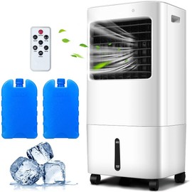 DORTALA Evaporative Cooler Portable Air Cooler, Fan and Humidifier w/Remote Control, 7.5 Timer, 4 Speeds and 3 Modes, Great for Livingroom, Bedroom, Office