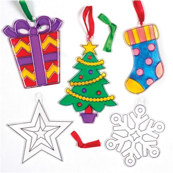 Baker Ross AT294 Christmas Suncatcher Decorations Kits, Festive Arts and Craft (Pack of 10), Assorted