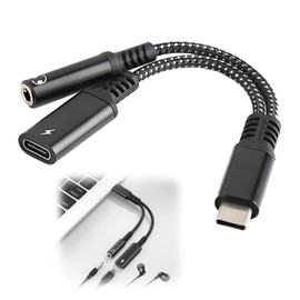 JRILUO USB C auf Klinke 3.5mm und Adapter, 2 In 1 KopfhöRer Adapter Und Laden, 60w PD Schnellladung & HiFi Audio, Laden und Musik hören 2 in 1, Kompatibel mit Allen Typ-C-Geräten