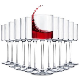 Lueumxc Plastic Goblets Wine Glasses - 12Oz Acrylic Wine Glasses Origami Unbreakable Clear Plastic Cocktail Glasses Recyclable Shatterproof Reusable Wine Cups for Parties & Weddings (Transparent)