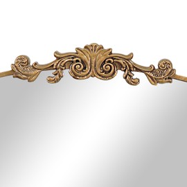 GA Home Gold Arched Mirror, 36"x29" Antique Bathroom Mirror with Wooden Frame, Vintage Ornate Baroque Decorative Mirror for Entryway, Fireplace, Living Room