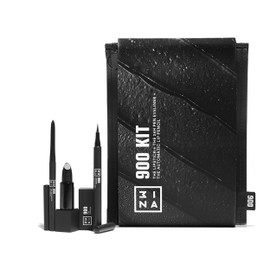 3INA MAKEUP - The 900 Kit - Black - 3 Black Tones in One Set - The 24h Pen Eyeliner 900 + The Lipstick 900 + The Automatic Lip Pencil 900 - Highly Pigmented Matte Formulas - Vegan - Cruelty Free