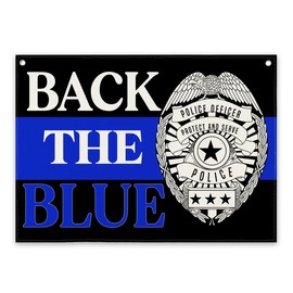 Back The Blue Canvas Poster, Back The Blue Banner Flag, police Flag, Honoring Law Enforcement Officers, Holiday Outdoor Decor, Farmhouse Canvas Decor, 28 * 19.6In