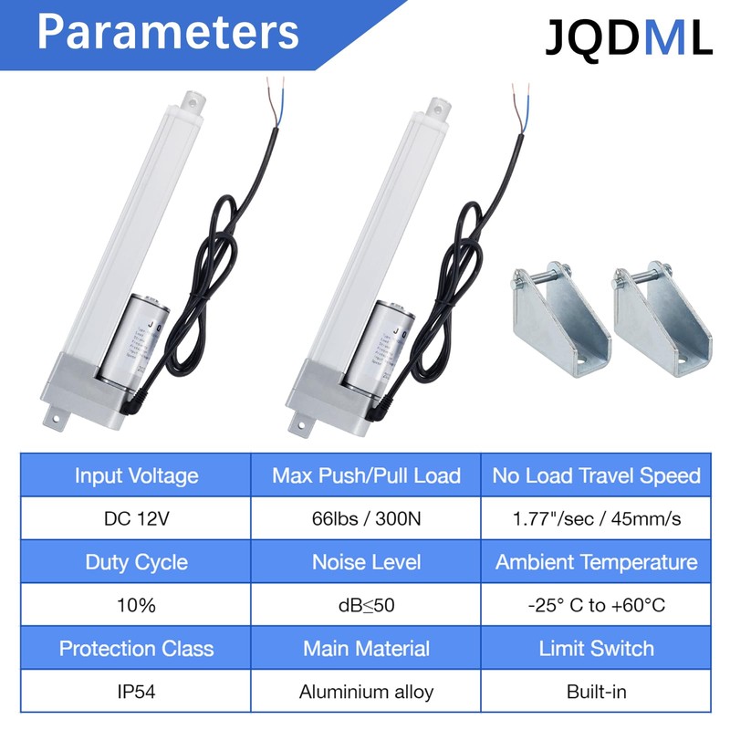JQDML 24 Inch Stroke Linear Actuator 12V 300N/66lbs High Speed