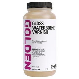 Gloss Waterborne Varnish by Golden, 16 fl. oz. Jar, Professional Acrylic Varnish