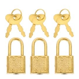 3 Set Golden Pirate Treasure Chest Padlock - Small Lock with Key for Kids, Plastic Treasure Box Lock for Party Games, Family Gatherings, and Team Building Activities