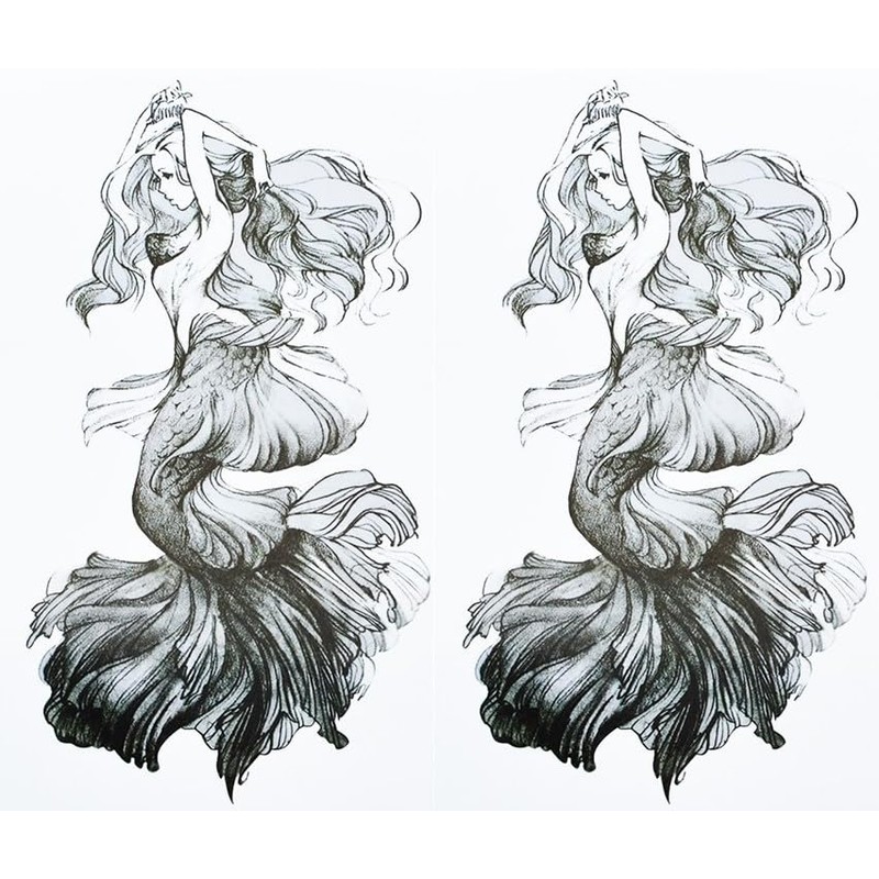 HB827x2 Temporary Mermaid Tattoo Sea Being Tattoo Temporary Fake Tattoo