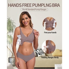 Vinfact Hands Free Pumping Bra Adjustable Breast-Pumps Nursing Bras Comfort Maternity Breast Pump Bra - Grey XL