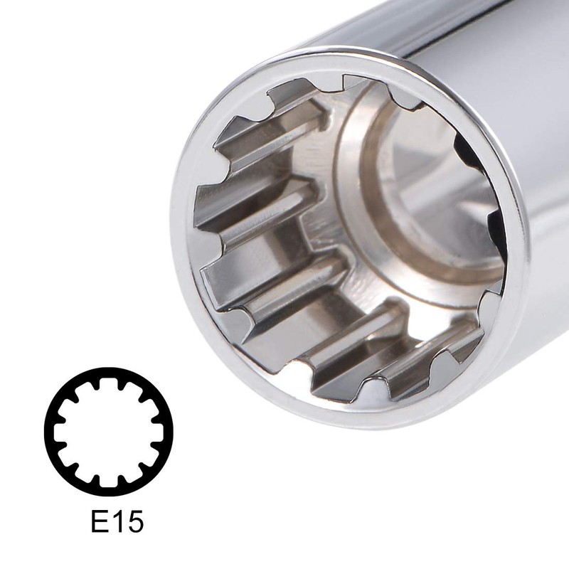 sourcing map 1/2-inch Drive E15 Universal Spline Socket Shallow 12
