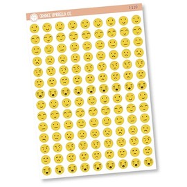 Emotions Face Tracker Icon Planner Stickers, Color Fill Emotion Icons (I-110)
