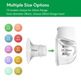 LOZAEVE - Insertos de brida de 19 mm compatibles con Momcozy S12 Pro S9 M5 Bellababy extractor de leche portátil, adecuado para Spectra Medela Elvie Willow Phanpy MomMed kmaier Shields/Bridas, reduce 24 mm hasta 19 mm