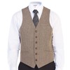 Gioberti Men's 6 Button Formal Herringbone Tweed Vest, Herringbone Khaki,