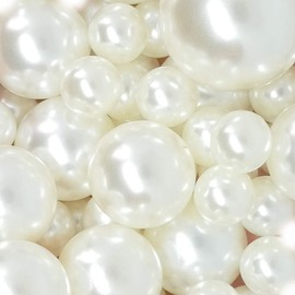 Lifestyle-cat 104pcs Mixed Size Pearls Beads No Holes 8mm, 14mm, 20mm Pearls for Vase Filler, Table Scatter, Wedding, Birthday Party, Home Decoration (Ivory)