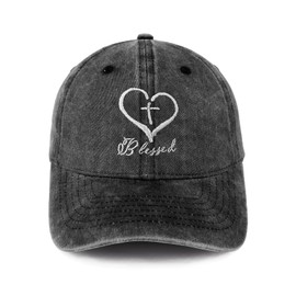 Love Cross Embroidered Hat for Men Women Dad Trucker Baseball Cap Adjustable Black