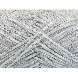 White with Silver Metallic Accent Polyester Macrame Cord - 100 grams (3.53 ounces) 160 meters (174 yards)