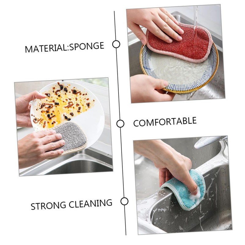 Healeved 2sets Multi-Purpose Kitchen Dishwasher Scourers Non Scratch Black Sponge