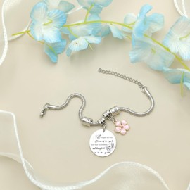 JRZDFXS Gifts for Mother's Day Mum Mother Gifts Mum Birthday Gifts from Daughter Silver Bracelet for Mum Mother's Day Christmas Mum Gifts, Stainless Steel