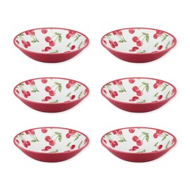 UPware Cherry Melamine Bowl Set, Round Bowls for Pasta, Rice, Soup, and Salad, BPA-Free, Dishwasher Safe, Shatter-Proof, Red, 8 Inch, Set of 6