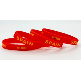 LLBFHH 4 Pcs Spain Spanish Country Flag Rubber Bracelets, National Flag Silicone Bracelet, Rubber Wristbands Patriotic Decorations Gift