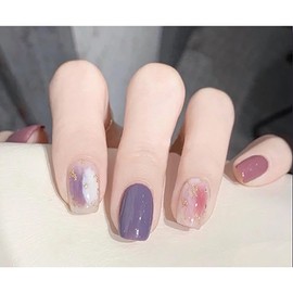 SEMTIM Nail Tips, 24 Pieces, Medium, Short, Round False Nails, Short Nail Tip, Medium Long, Popular, Japanese Style, Cute, Simple, Stylish, Adult Ceremonies, School Entrance Ceremonies, Graduation Ceremonies, Nail Tips (A132)