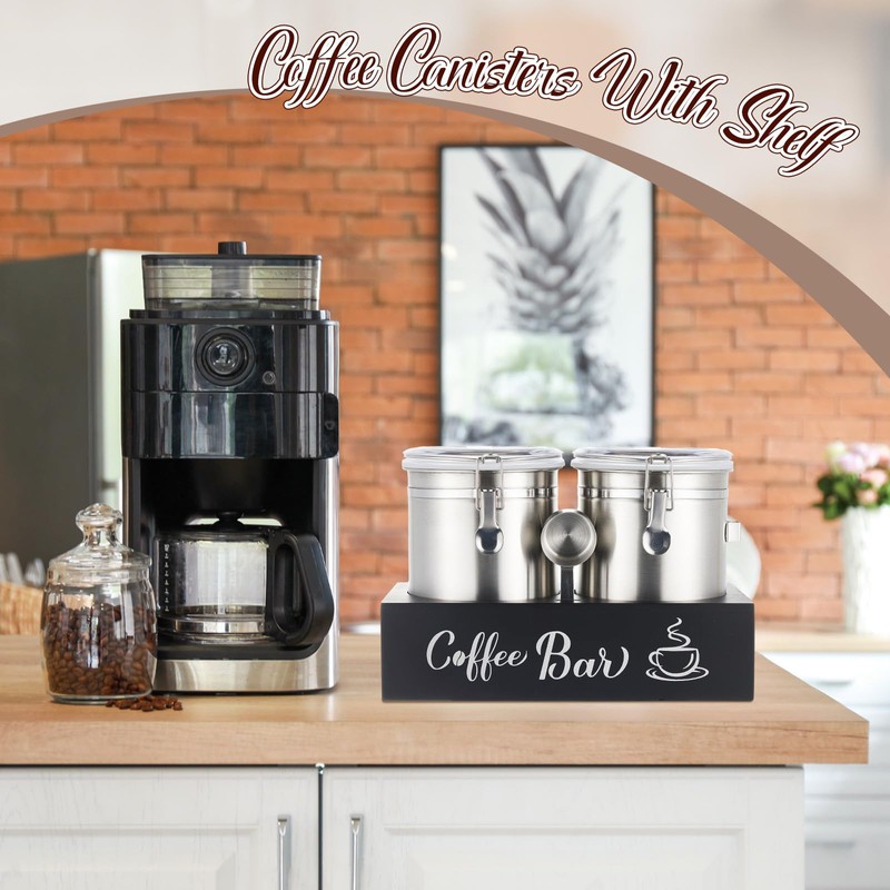 Maxcheck 2 Pcs 66 oz 304 Stainless Steel Coffee Canisters