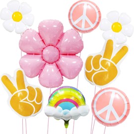 8pcs Groovy Retro Hippie Balloons Hippie Party Decorations Hippie Birthday Decorations Groovy Balloons Boho Bohemia Groovy Party Decoration Daisy Groovy Birthday Decoration Hippie Theme Party Decor