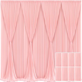 8 Panels Blush Pink Backdrop Curtain for Parties Wedding Wrinkle Free Pink Photo Curtains Backdrop Drapes Fabric Decoration for Baby Shower Birthday Party 40ft(W) x 10ft(H)