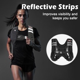 Weighted Vest,12lbs Weight Vest with Reflective Stripe, Body Weight Vests Adjustable for Men, Women Workout, Strength Training, Running, Walking, Jogging