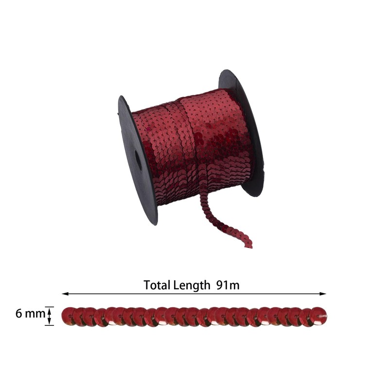 Leliafleury 91 Meter Sequin Trim 6mm Flat Round Sequins Laser
