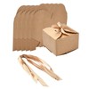 Ipotkitt 24 Pcs Brown Paper Square Boxes Ribbon Bow Jewelry