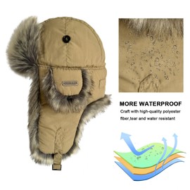 Russian Faux Fur Ushanka Hat for Men & Women - Winter Aviator Hat with Ear Flaps