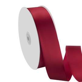 Quhora 1-1/2" x 100 Yards Satin Ribbon - Wide Silk Scarlet Ribbon with Spool - Ideal for Gift Wrapping, Floral Bouquets, Crafts, Wedding Party Decorations, Christmas and Sewing Projects