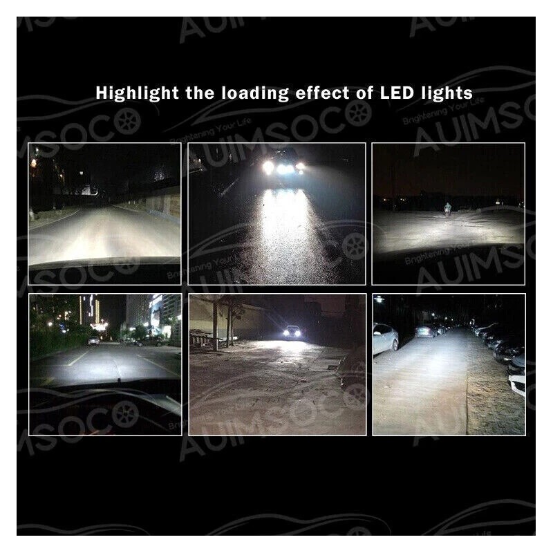 AUIMSOCO 9005 H11 LED Headlights Kit Combo Bulbs 8000K High