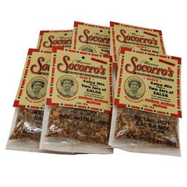 Mama Socorro's Mexican Hot Salsa Mix — Easy-to-Make Salsa Seasoning Mix with Bell Peppers, Onion, Garlic & Paprika — Preservative & MSG-Free, Gluten-Free Spicy Sauce (0.9 oz 6-Pack)