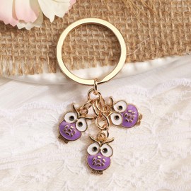 MUCOOS Keychain with a Cute Owl, Lucky Charm, Women's Keychain, Cute Bag Decoration, Purple Cartoon Owl.