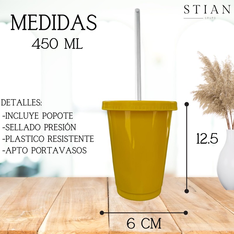 VASO DE PLASTICO REUSABLE (50, AMARILLO)