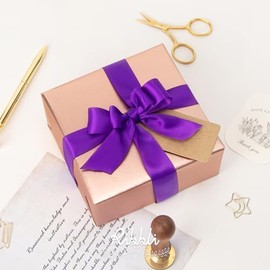Ribbli Purple Satin Ribbon Double Faced Satin 1 inch x Continuous 50 Yards-Purple Ribbon for Gift Wrapping Crafts Wedding Decoration Bows Bouquet Floral Arrangement