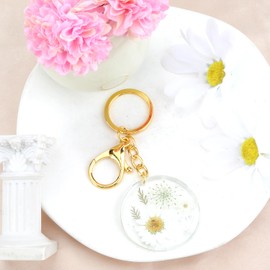 SHTALHST Handmade Pressed Flower Keychain,Dried Flower Keychain for Bestie Mother Sisters