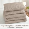 Litanika Super King Plus Comforter Light Coffee, 3 Pieces Tufted