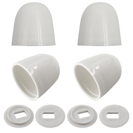 PDETVEO 4PCS 1.5 Inch Plastic Toilet Bolt Caps, Universal Round Push-On Toilet Bowl Caps with Extra Washers, White