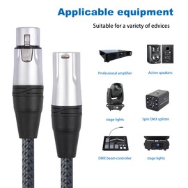 HUALEU 1FT 5Pin XLR Male to Female DMX512 Cable,DMX-512 XLR 5 Pin Male to 5 Pin Female DMX Lighting Cable 5Pin DMX Male to female-2Pack