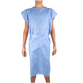 Bata Para Paciente Desechable, 100% SMS, 40 Gr. Sin Mangas y con Cintas de Amarre para Ajustar a Cuerpo Talla Grande (Paquete de 10 Piezas)