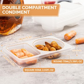 CDHSBJH Snack Container，Reusable Snack Containers with Lids 10Pcs,Dual compartment snack container,Snack box containers that are easy to carry for kids and adults,Suitable for dining out and camping