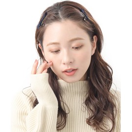 VingTAINE H7842-NY Hair Clip, Set of 2, Satin, Beak Clip, Ribbon, Mini Hair Accessory, Elegant, Adult Casual, Simple, Gift, Present