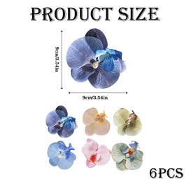 6pcs Bohemian Flower Hair Clips Set - Handmade Tropical Hair Accessories for Bridal, Beach Wedding & Seaside Holiday - Premium Fabric Orchid Clips for Women Girls