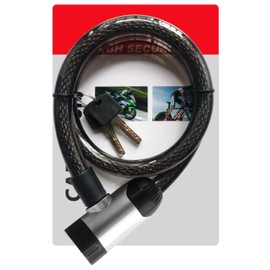 Reelau Cable Bike Lock, 15mm Dia Traditional Bicycle Lock for MTB/Road Bike/Motorcycle/E-Bike Heavy Duty Braided Steel Cable Lock Anti-Theft Strong Security Bike Lock 80CM Lengh, Black